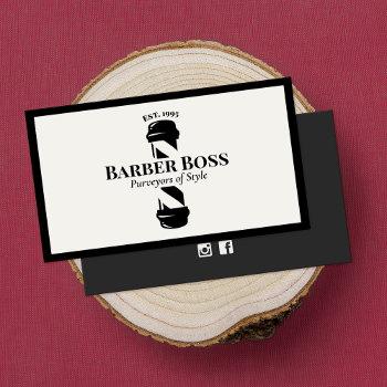 barbershop barber pole black and white business card