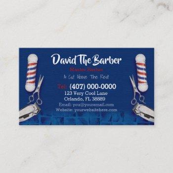 barbershop business card (barber pole and clippers