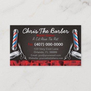 barbershop business card (barber pole and clippers