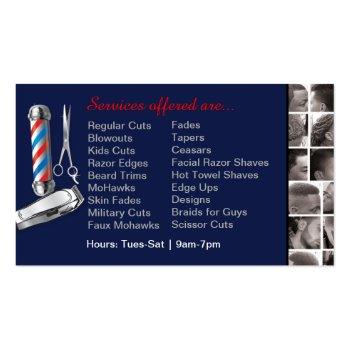 Small Barbershop Business Card-barber Pole, Clippers Com Business Card Back View