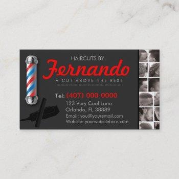 barbershop business card-barber pole, clippers com business card