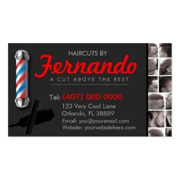 Small Barbershop Business Card-barber Pole, Clippers Com Business Card Front View