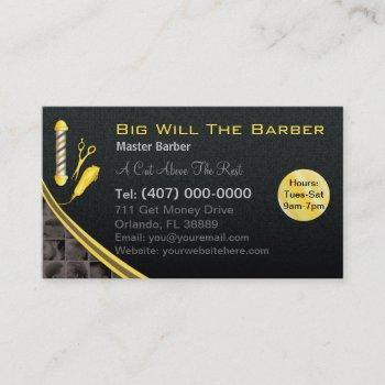 barbershop (customizable barber pole, clippers) business card