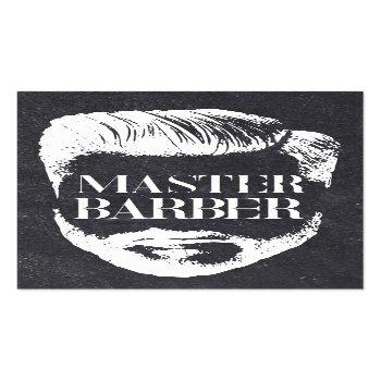 Small Barbershop Master Barber Vintage Chalkboard Hair Business Card Front View