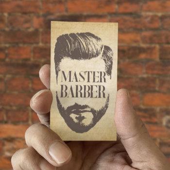 Small Barbershop Master Barber Vintage Hair Stylist Business Card Front View