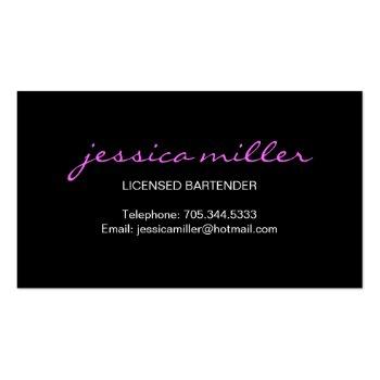 Small Bartender Business Card Back View