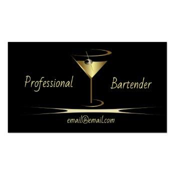 Small Bartender Business Cards - Gold Classy Cards Front View