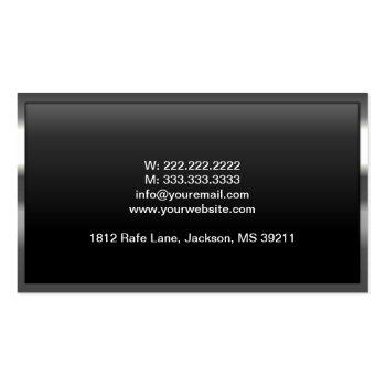 Small Bartender Cool Metal Border Modern Business Card Back View