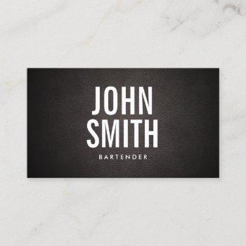 bartender modern bold text classy leather business card