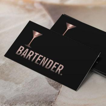 bartender modern rose gold wine sommelier business card