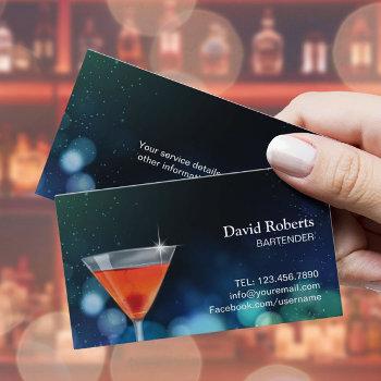 bartender nightclub cocktail bar modern business card