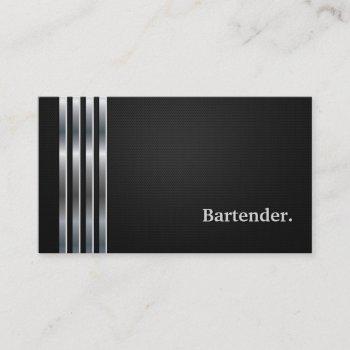 bartender professional black silver business card
