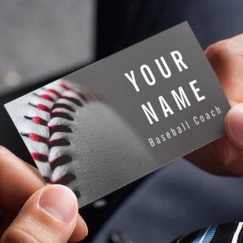 Small Baseball Coach Add Your Name Team Player Modern Business Card Front View