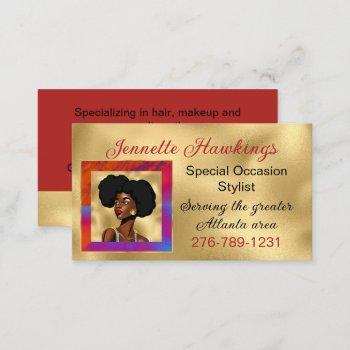 beautiful african woman gold look  business card