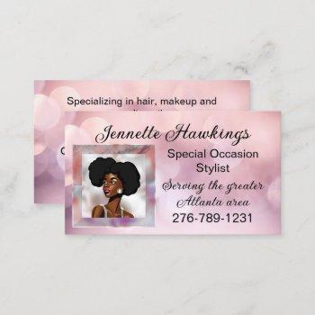 beautiful african woman pink  business card