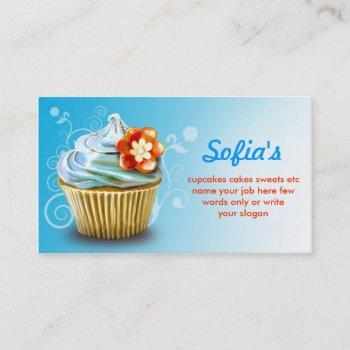 beautiful blue cupcake business cards