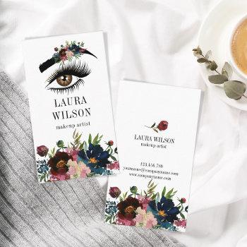 beautiful eye with white watercolor flowers business card