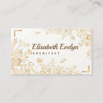 beautiful floral background with golden nature business card