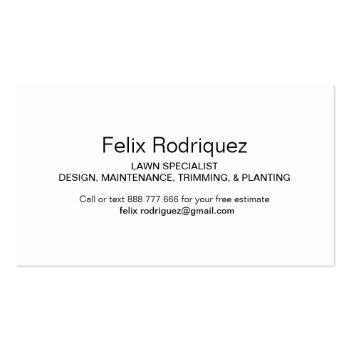 Small Beautiful Lawn Photo Landscaping Business Card Back View