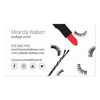 Small Beauty Biz Eyelashes Lips Mascara Makeup Artist Business Card Back View