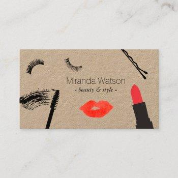 beauty biz eyelashes lips mascara makeup artist ii business card