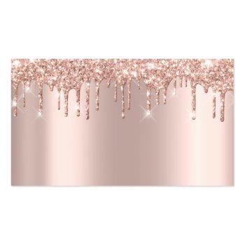Small Beauty Studio Spa Lash Rose Gold Drips Spark Business Card Front View