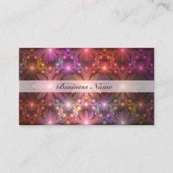 bed of flowers colorful shiny abstract fractal art business card