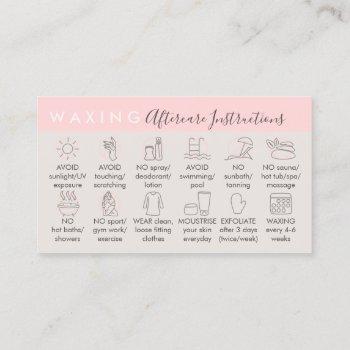 beige pink waxing aftercare advices instructions business card