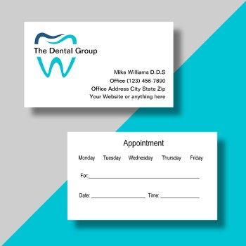 best dentist office appointment business cards