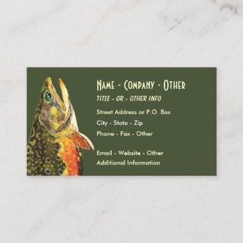 big brook trout fly fishing business card