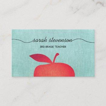 big red apple school teacher education business card