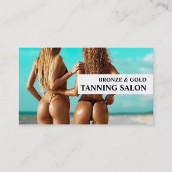 bikini models, tanning salon business card