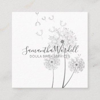 birth doula or midwife floral illustration square business card