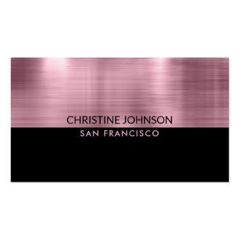 Small Black And Faux Rose Gold Foil Business Card Front View