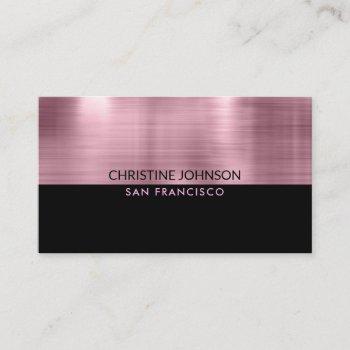 black and faux rose gold foil business card