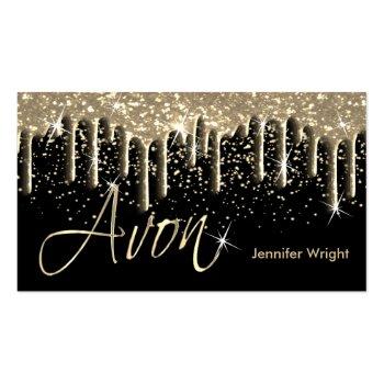 Small Black And Gold Drip - Avon Business Card Front View