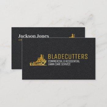 black and gold lawn care + mowing business cards