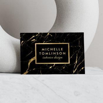 black and gold marble designer business card