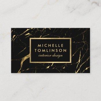 black and gold marble designer business card
