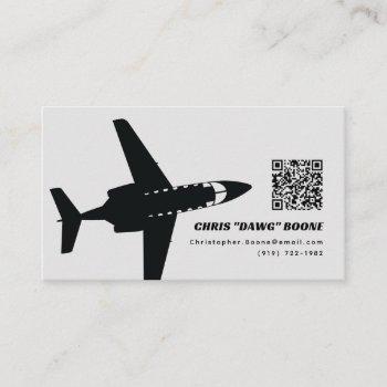 black and gray modern t-1 flight instructor business card