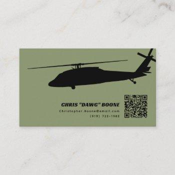 black and green modern blackhawk helicopter business card