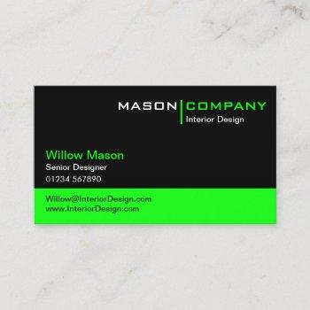 black and lime green corporate business card