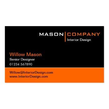 Small Black And Orange Corporate Business Card Front View