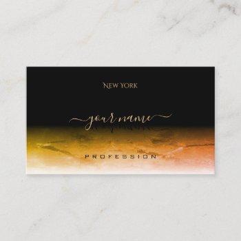 black and orange marble pattern shadow font modern business card