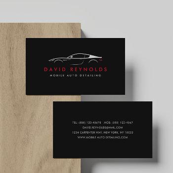 black and red auto detailing, auto repair business card
