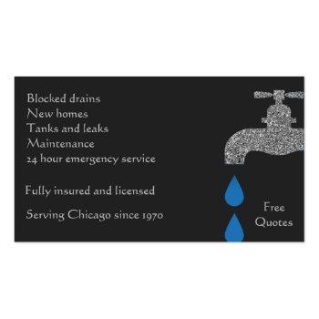 Small Black And Silver Plumbing And Plumbers Business Card Back View