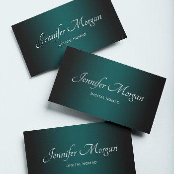 black and teal green elegant ombre business card