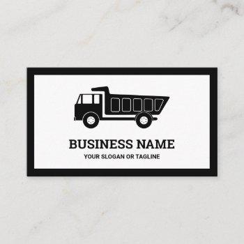 black and white construction hauling dump truck business card