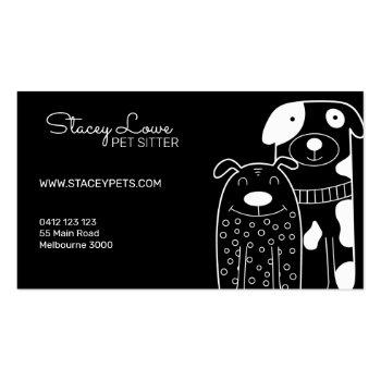 Small Black And White Cute Dogs Pet Sitter | Dog Walker Business Card Back View