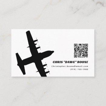 black and white modern c-130 aircraft business card